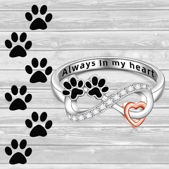 18k diamond pet paw memorial love ring forever in my heart - Picture 8 of 10